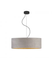 Lampa wisząca nad stół HAJFA VELUR fi - 60 cm kolor szary ze złotym wnętrzem 