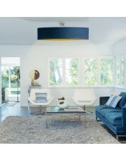 Nowoczesny plafon sufitowy do salonu GRENADA VELUR fi - 100 cm - kolor granatowy ze złotym wnętrzem