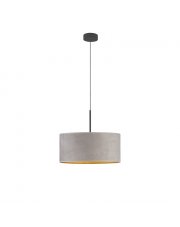 Lampa wisząca z welurowym abażurem SINTRA VELUR fi - 40 cm - kolor szary ze złotym wnętrzem
