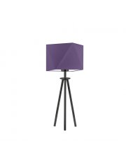 Czarna lampka nocna z fioletowym abażurem SOVETO w stylu art deco