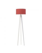 Biała lampa stojąca z drewna z czerwonym abażurem MIAMI