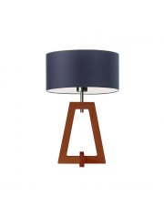 Mahoniowa lampa stołowa z drewnianą podstawą i abażurem CLIO