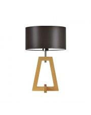Nowoczesna lampka nocna z drewna CLIO z brązowym abażurem
